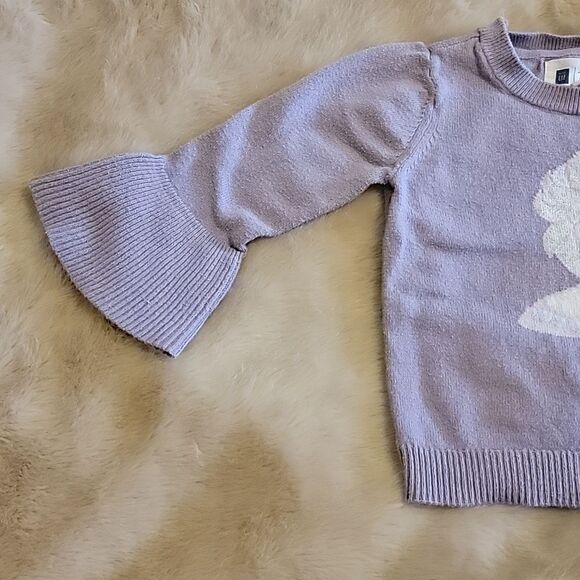 BABY GAP DISNEY FROZEN ELSA LILAC BELL SLEEVE SWEATER, SIZE 18-24 MONTHS - Picture 4 of 8